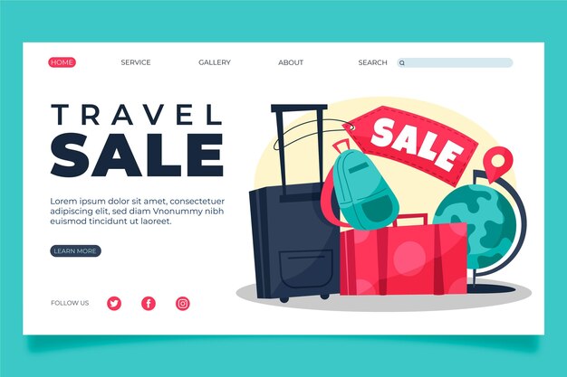 Free vector travel sale landing page design