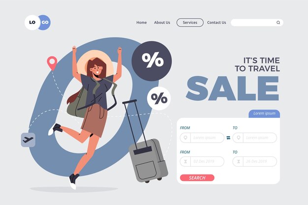 Travel sale landing page style