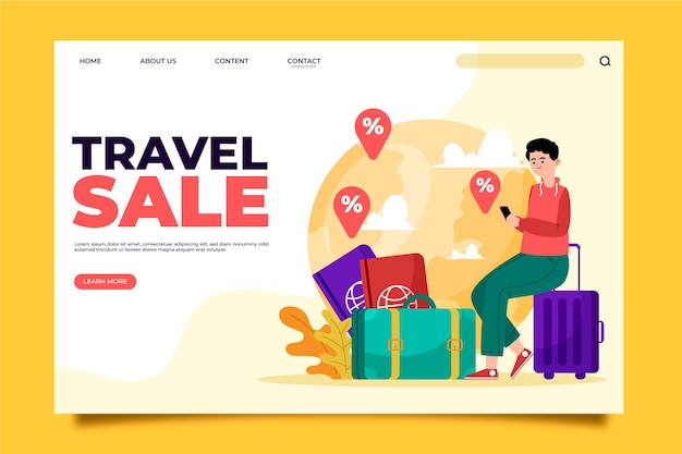 Free vector travel sale landing page style