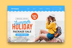 Free vector travel sale landing page template