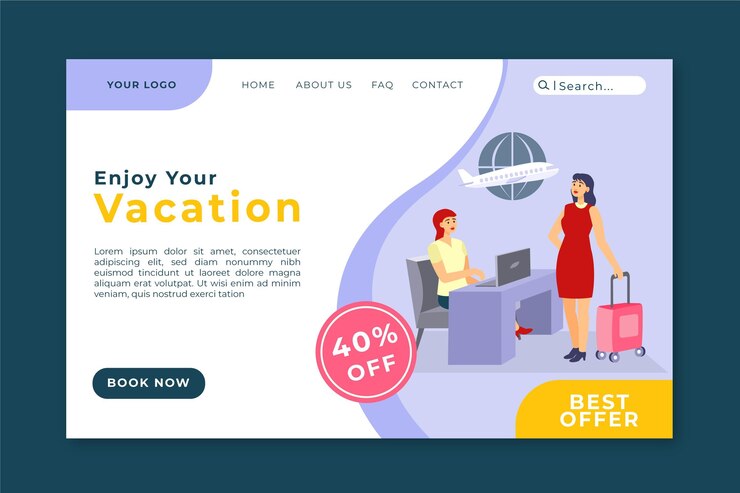 無料Vector 旅行販売ランディングページテンプレート