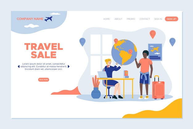 Free vector travel sale landing page template