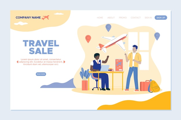 Free vector travel sale landing page template