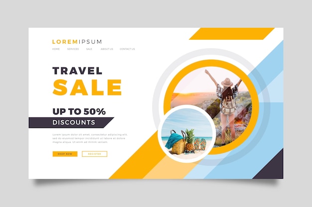 Free vector travel sale landing page template