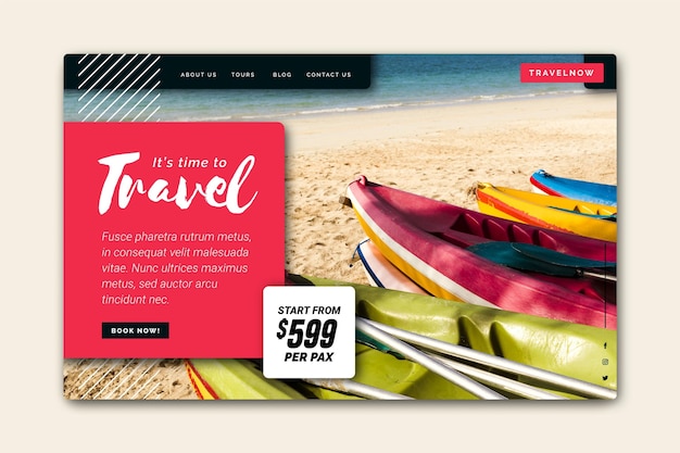 Free vector travel sale landing page template