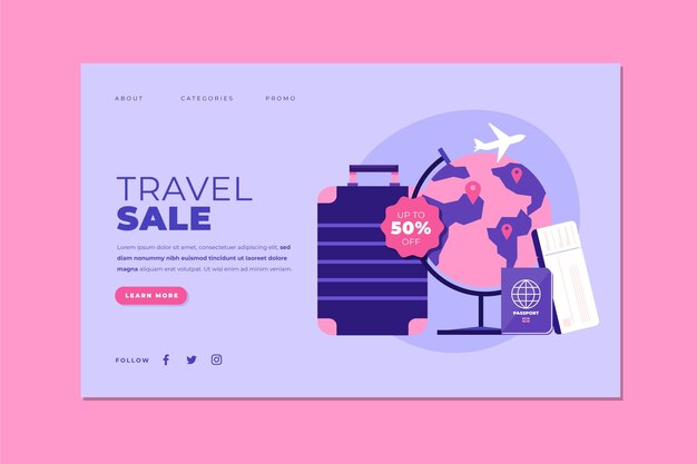 Travel sale landing page web template theme