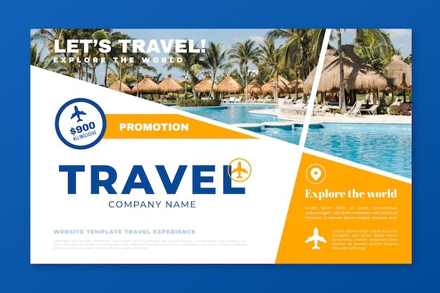 Free vector travel sale landing page with photo