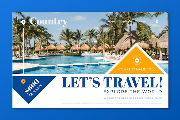 Travel sale landing page with photo