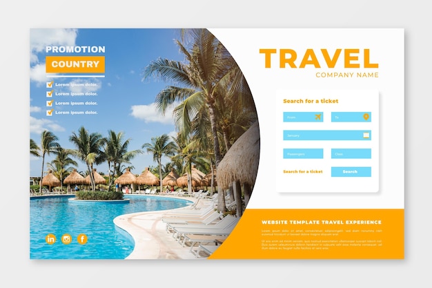 Free vector travel sale landing page with photo