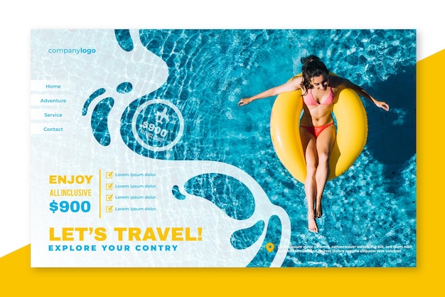 Free vector travel sale landing page with photo