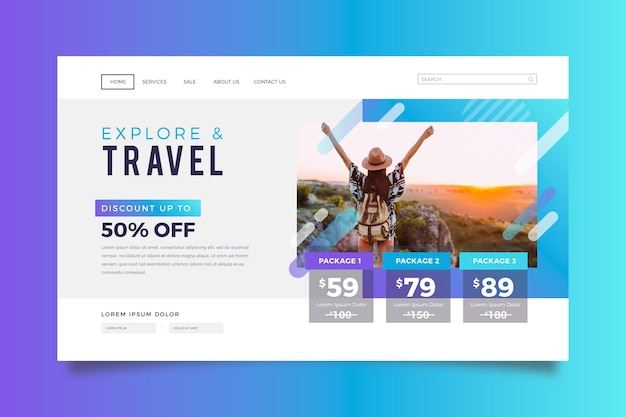 Free vector travel sale landing page