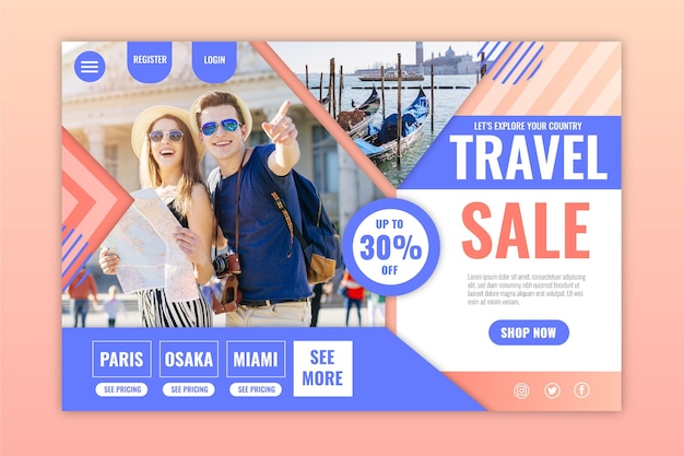 Free vector travel sale landing page