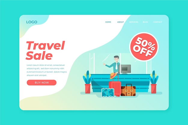 Free vector travel sale landing page