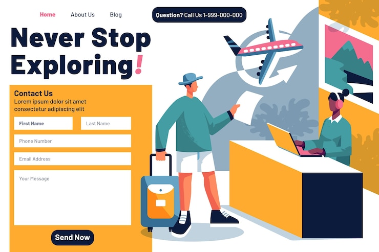 Free Vector travel sale landing page