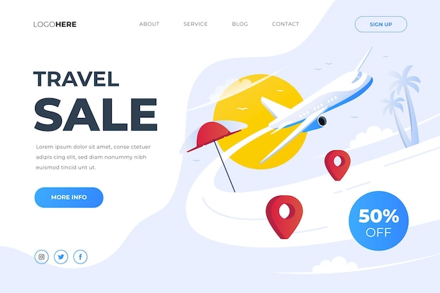 Free vector travel sale landing page