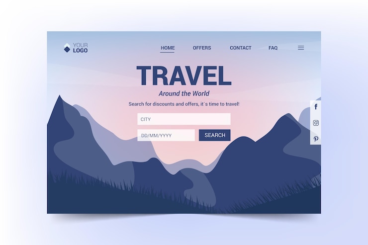Free Vector travel sale landing page