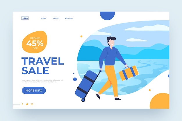 Free vector travel sale landing page