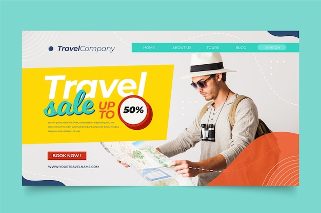 Free vector travel sale landing page