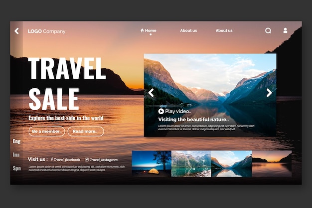 Free vector travel sale landing page