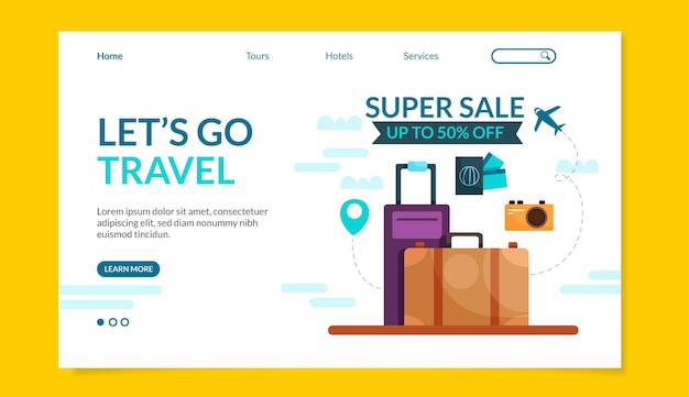 Free vector travel sale web template design