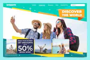 Free vector travel sale with photo landing page