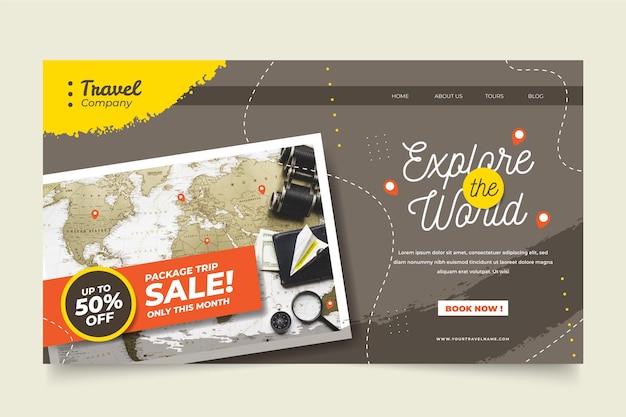 Travel sale with photo landing page