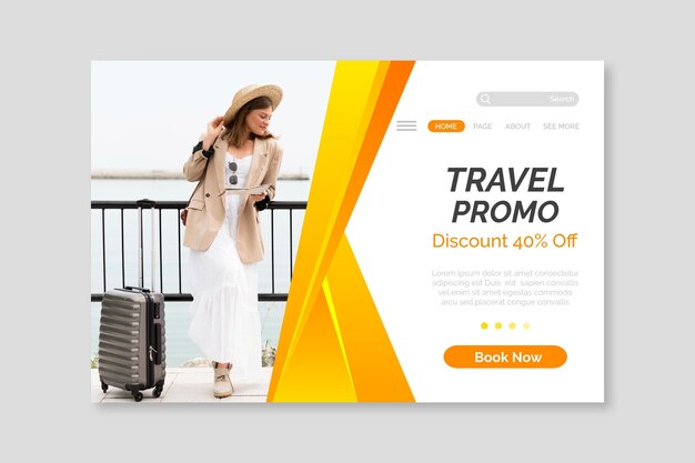 Travel sale with photo landing page