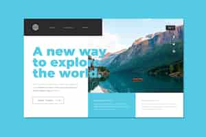 Free vector travel sale with photo landing page
