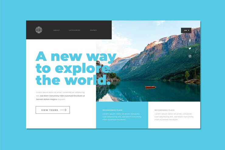 Free Vector travel sale with photo landing page