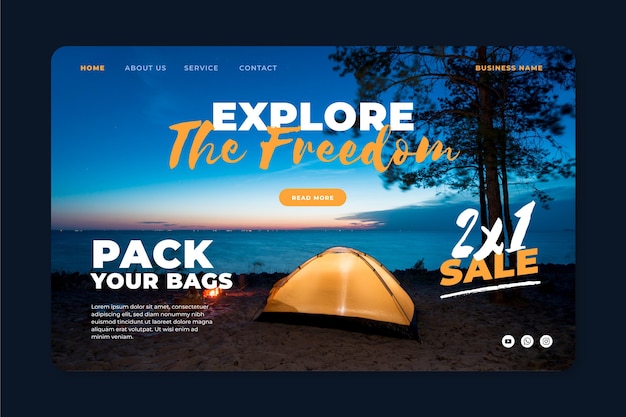 Travel sale with photo landing page