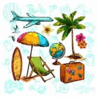 Free vector travel sketch set