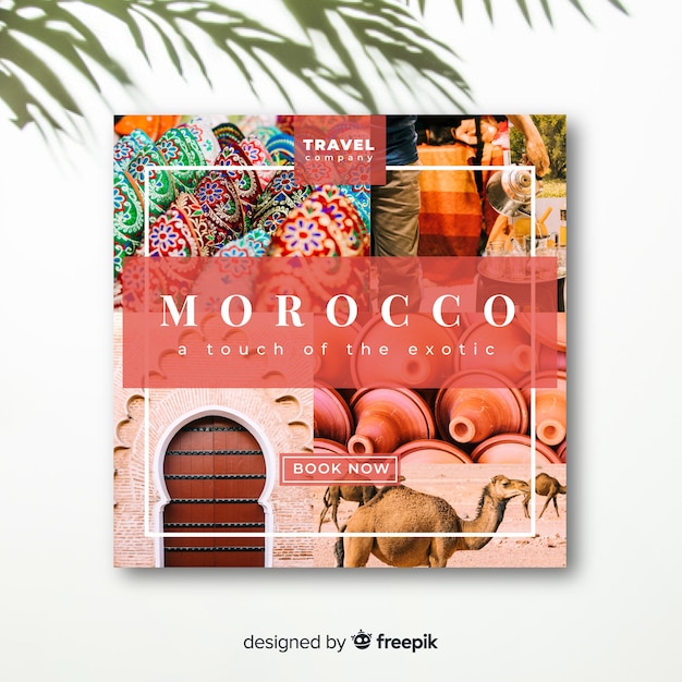 Free vector travel square banner with photo