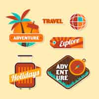 Free vector travel sticker collection in 70s style