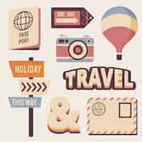 Free vector travel sticker collection in retro style
