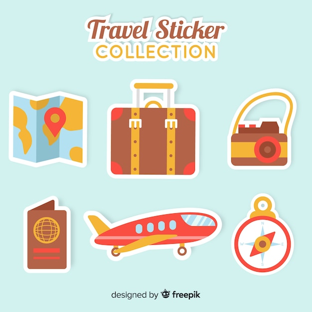 Free vector travel sticker collection