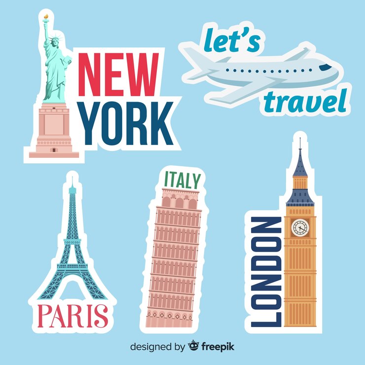 Бесплатный Вектор коллекция стикеров travel