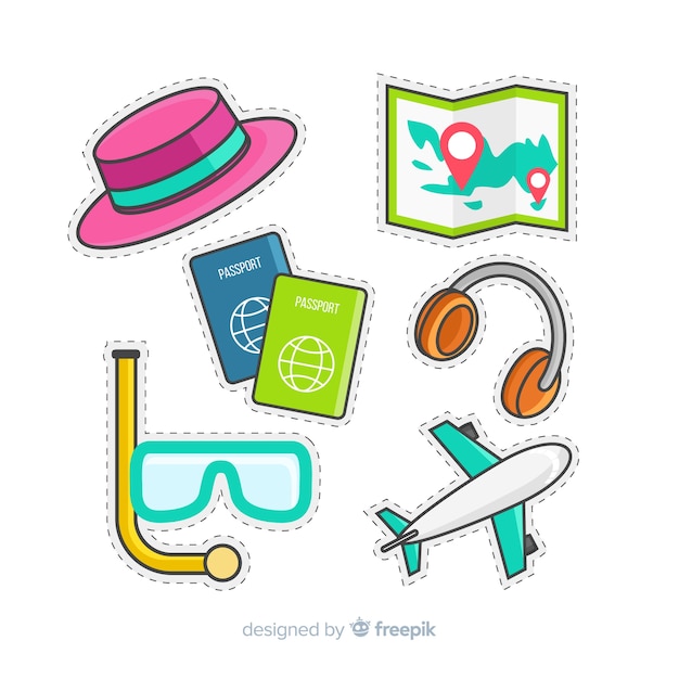 Free vector travel sticker collection