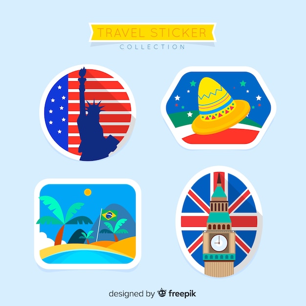 Free vector travel sticker collection