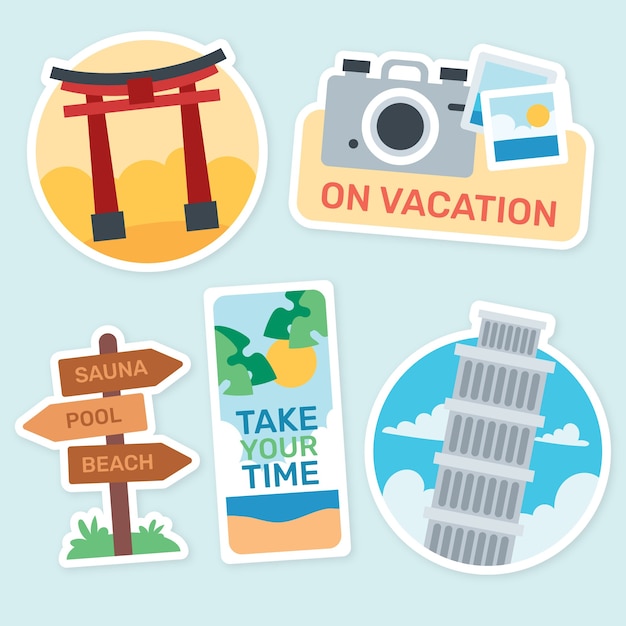 Free vector travel sticker collection