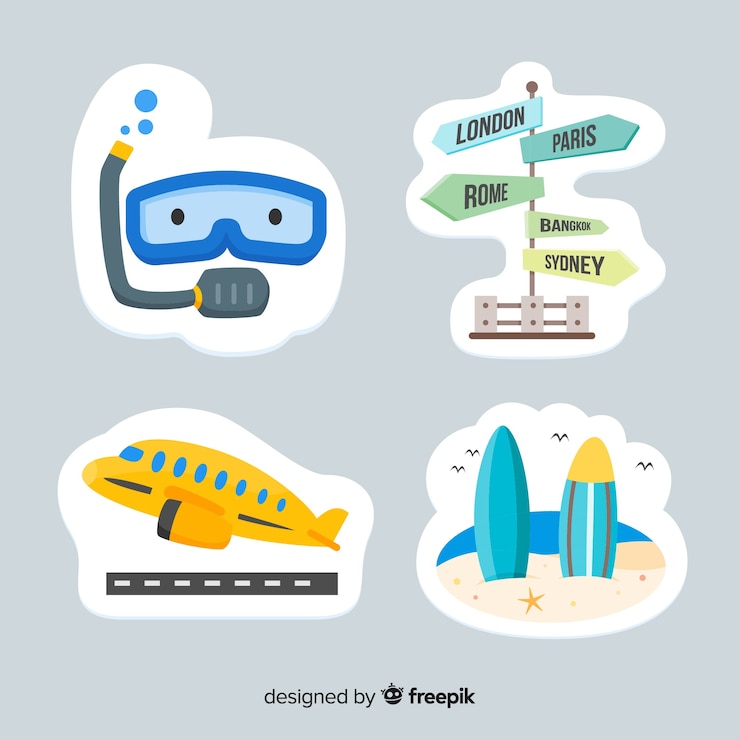 Free Vector travel sticker collection