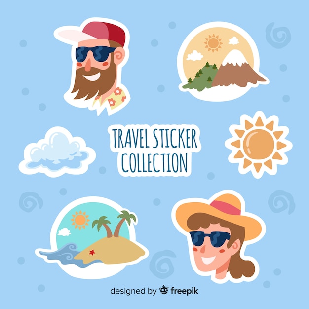 Free vector travel sticker collection