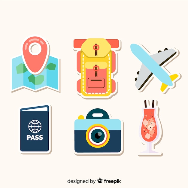 Free vector travel sticker collection