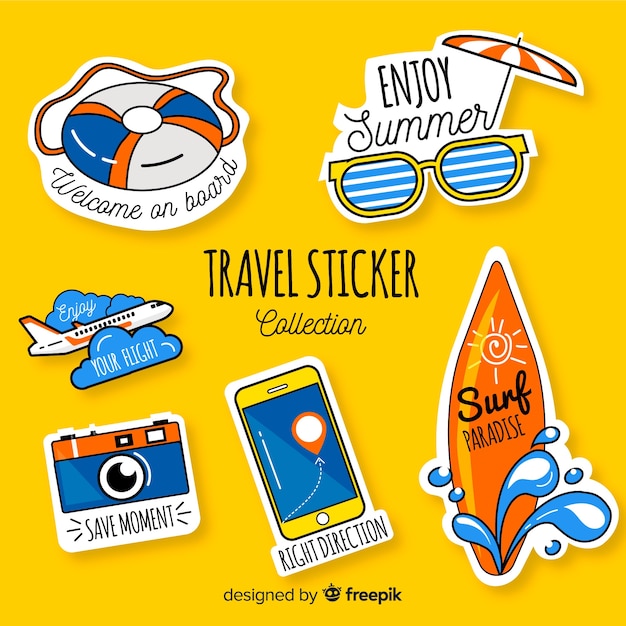 Free vector travel sticker collection