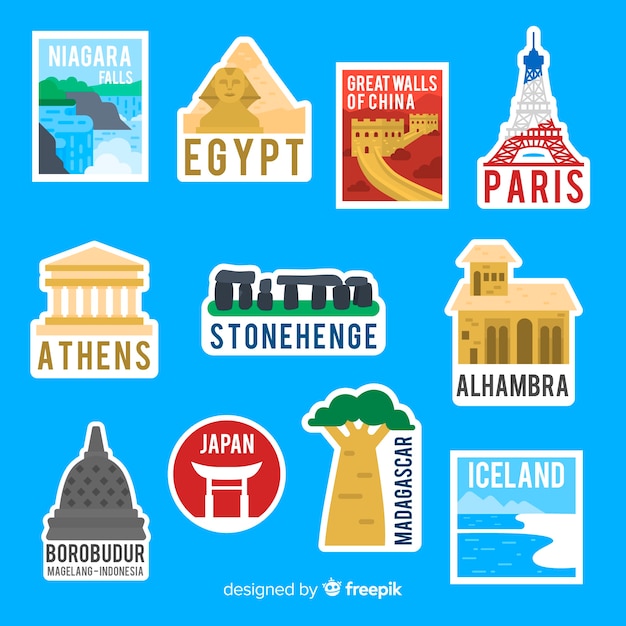 Free vector travel sticker collection