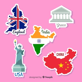 Travel sticker collection Free Vector