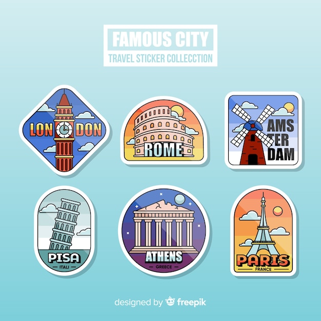 Free vector travel sticker collection