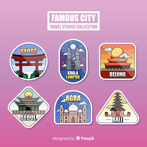 Free vector travel sticker collection