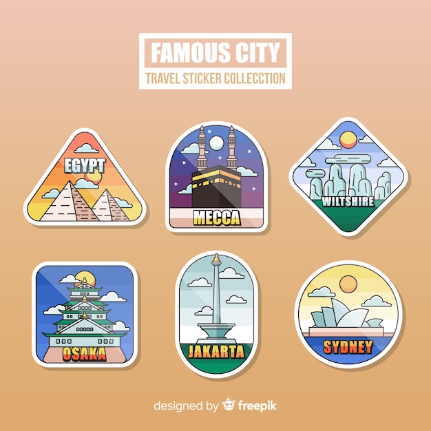 Free vector travel sticker collection