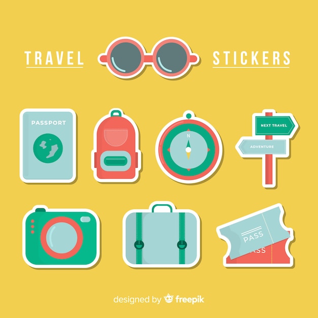 Free vector travel sticker collection