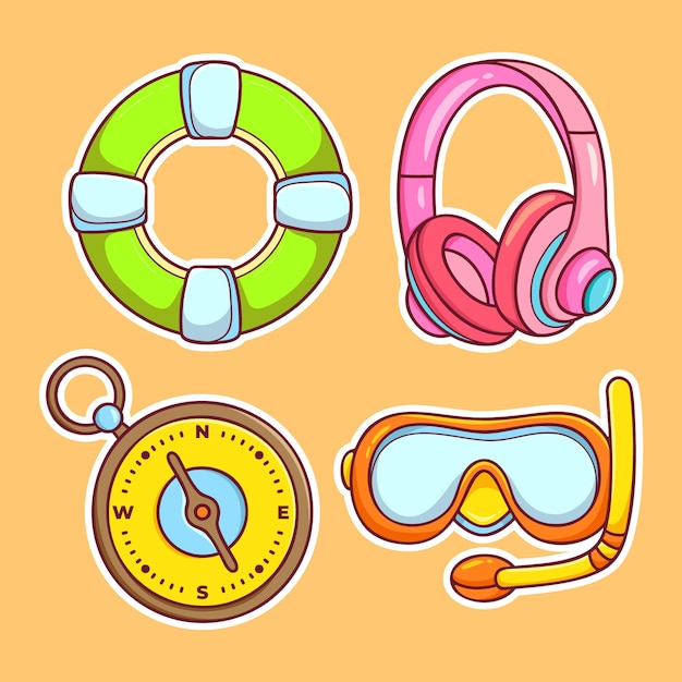 Free vector travel sticker hand drawn coloring